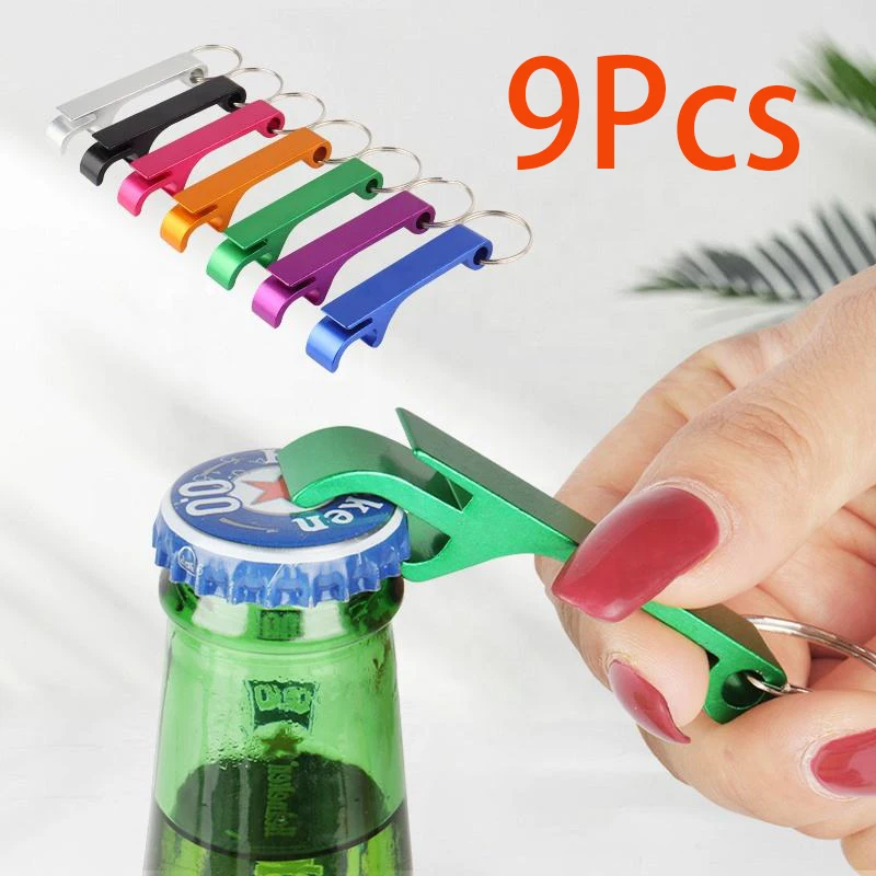 

9Pcs Bar Beer Bottle Metal Bottle Opener Key Chain Keychain Can Opener And Beer Openers