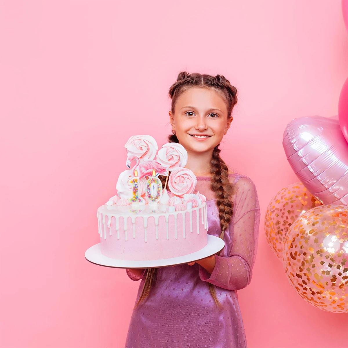 Weiße Rosa Geburtstagskerzen - Bunte Macaron-Kerzen, Axolotl-Thema Tortendekoration, Süße Themen-Geburtstagsparty-Zubehör – Detail 6
