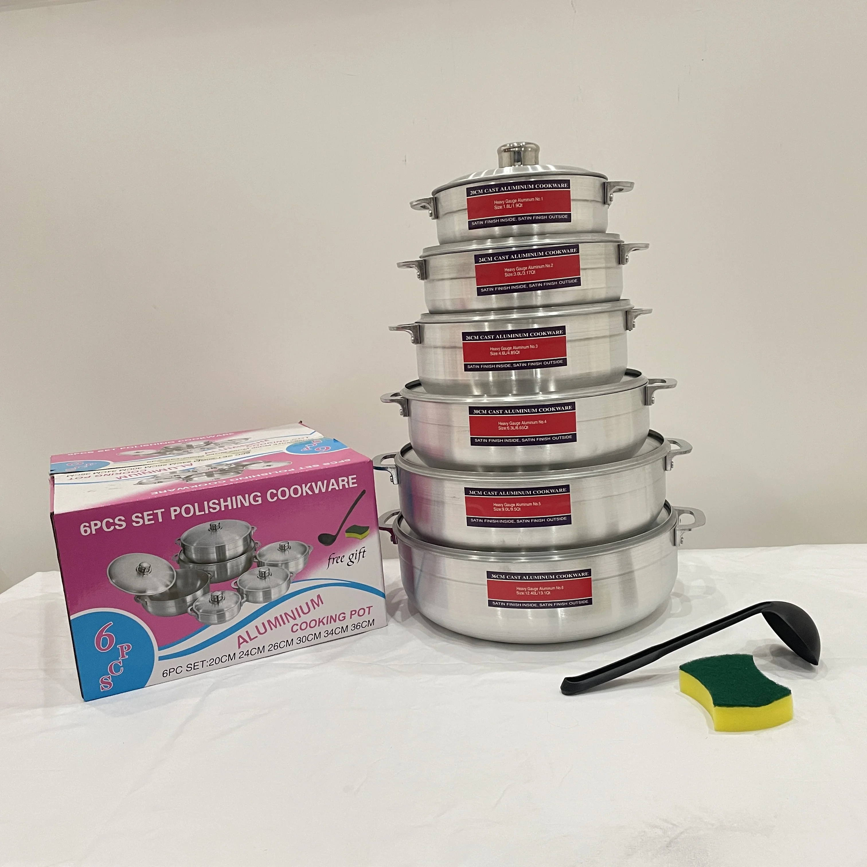 High Quality CLASSIC Aluminum Pot Sets 12PCS Cheap Price Die Cast Casserole Forged Big Aluminium Kitchen Frying Pan Soup Pot Set