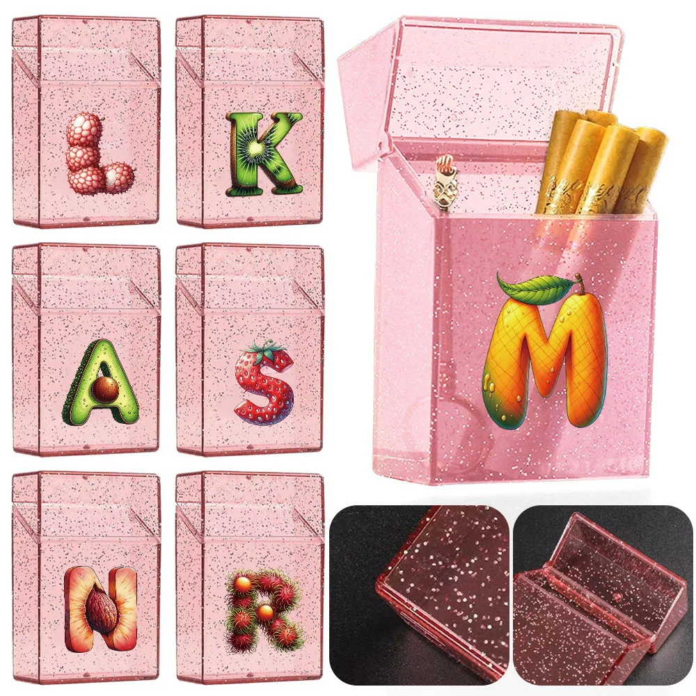 

Durable Plastics Crystal Cigarette Storage Case Portable Cigar Organizer Box Fruit Letter Initial Name 26 Letters Pattern