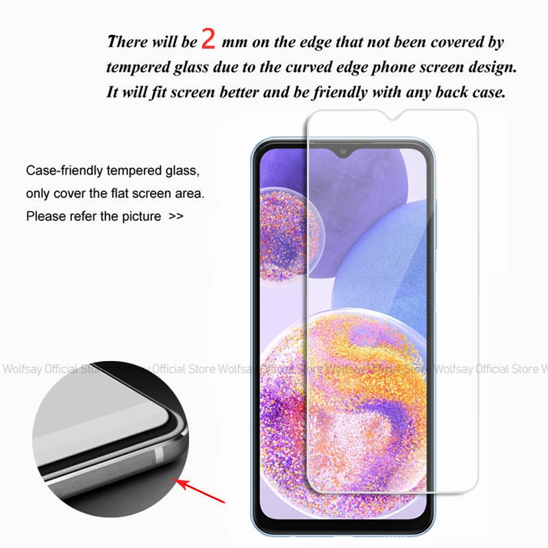 2/4PCS Screen Protector For Samsung Galaxy A23 4G Tempered Glass Samsung Galaxy A13 A23 A33 A53 5G Full Glue Cover Phone Glass