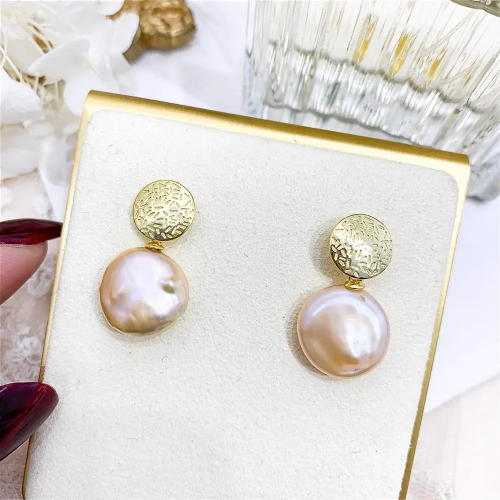 DIY Pearl Accessories S925 Sterling Silver Earrings Empty Gold Silver Earrings Fit 9-13mm Round E375