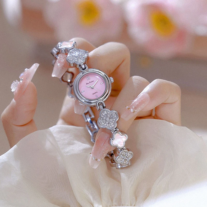 Light Luxury Women's Watches Advanced Temperament Cherry Pink Circular Dial Watches For Woman Natural Colored Shell Lady's Watch