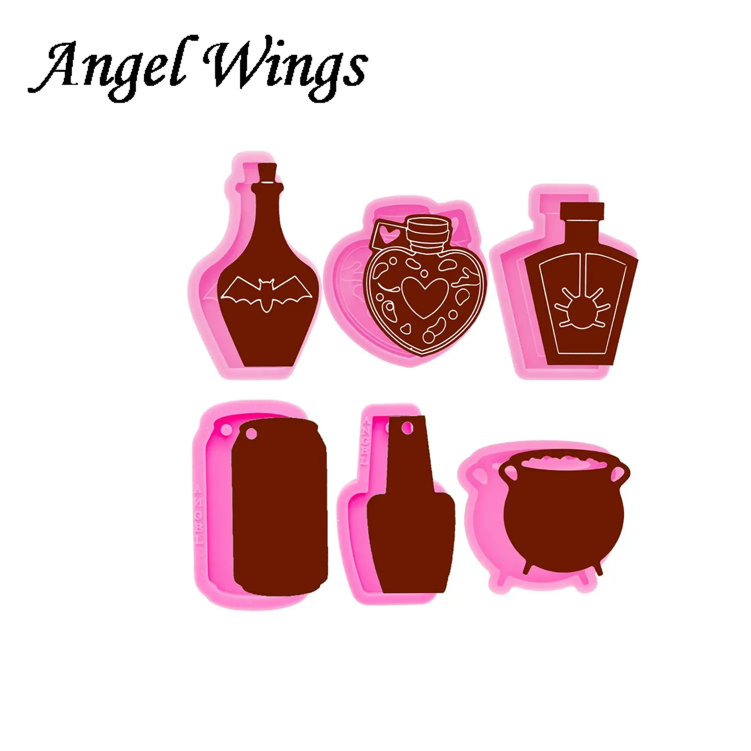 Super Glossy Wine Tumbler/Halloween Bottle/Jar Keychains Silicone Molds, DIY Epoxy Resin Soda Can Fondant Chocolate Mold  DY0343
