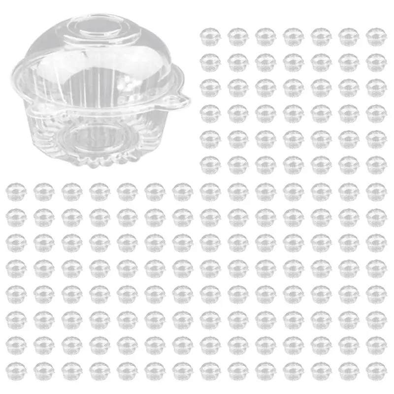 ABMS-200 Pieces Of Transparent Plastic Single Cupcake Cake Box Muffin Dome Holder Box