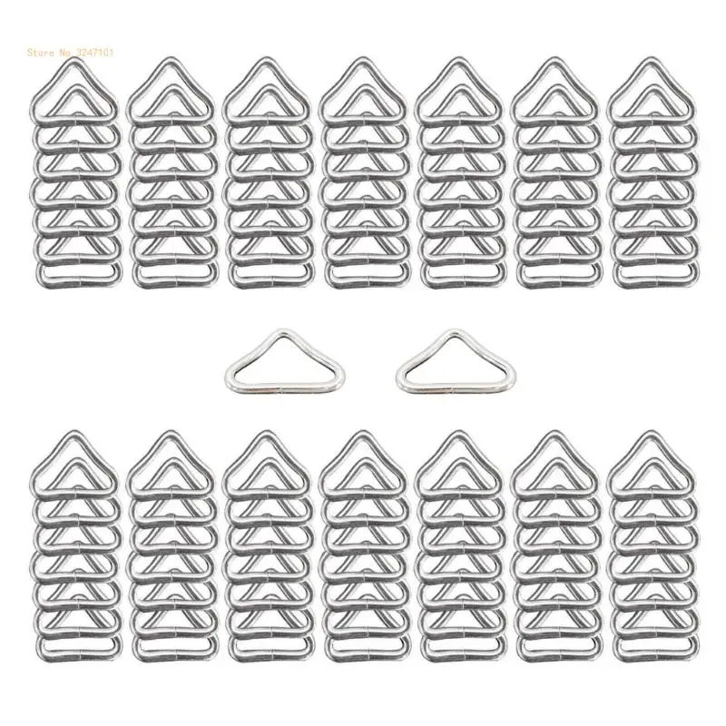 

100Pcs Metal Triangular Rings Buckles High Strength Erosion Resistance for Belt, Bag, Trampoline Replacement Repair Dropship