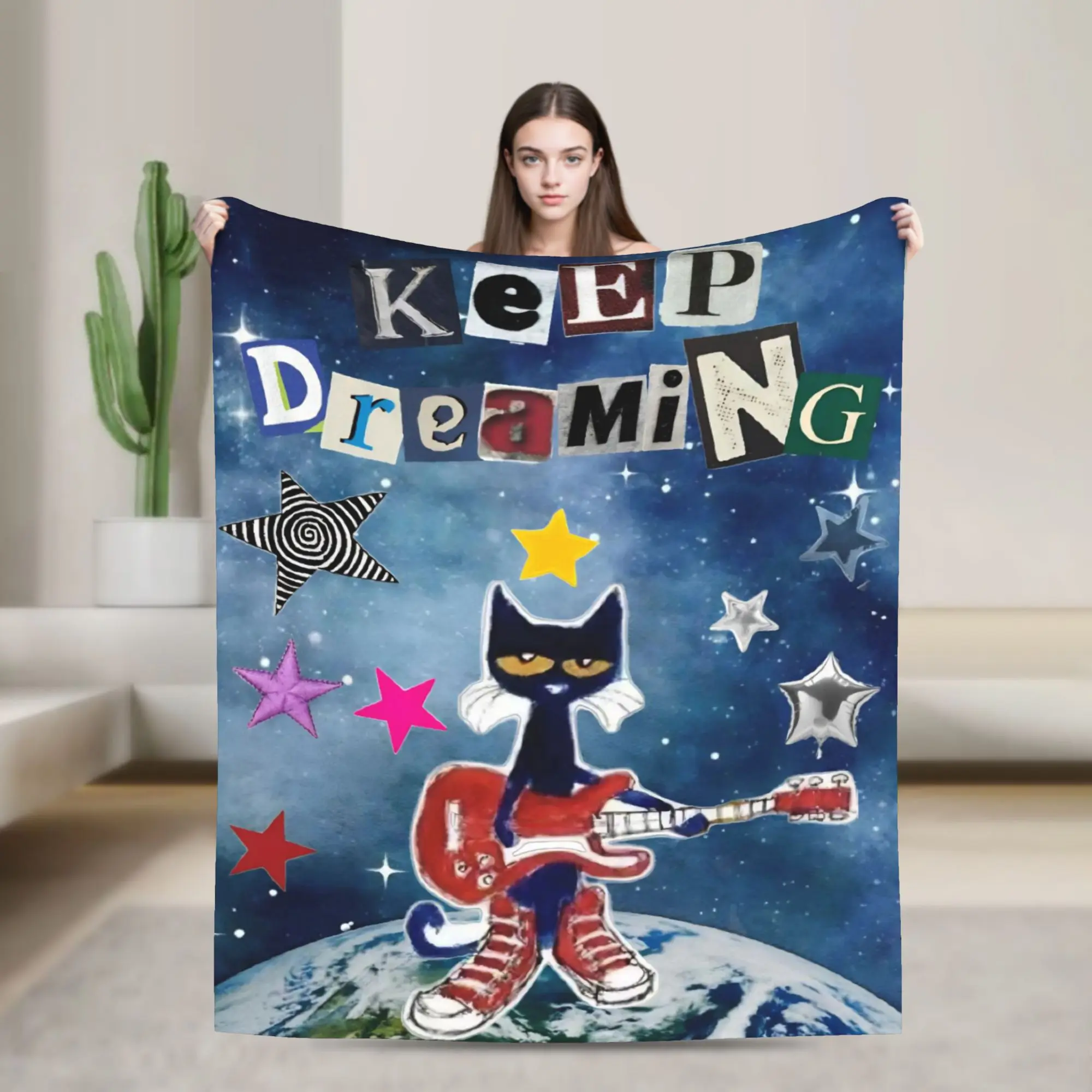 Pete The Cat Cartoon Flannel Blanket  Fashion Throw Blankets for Home Hotel Sofa  200x150cm Quilt