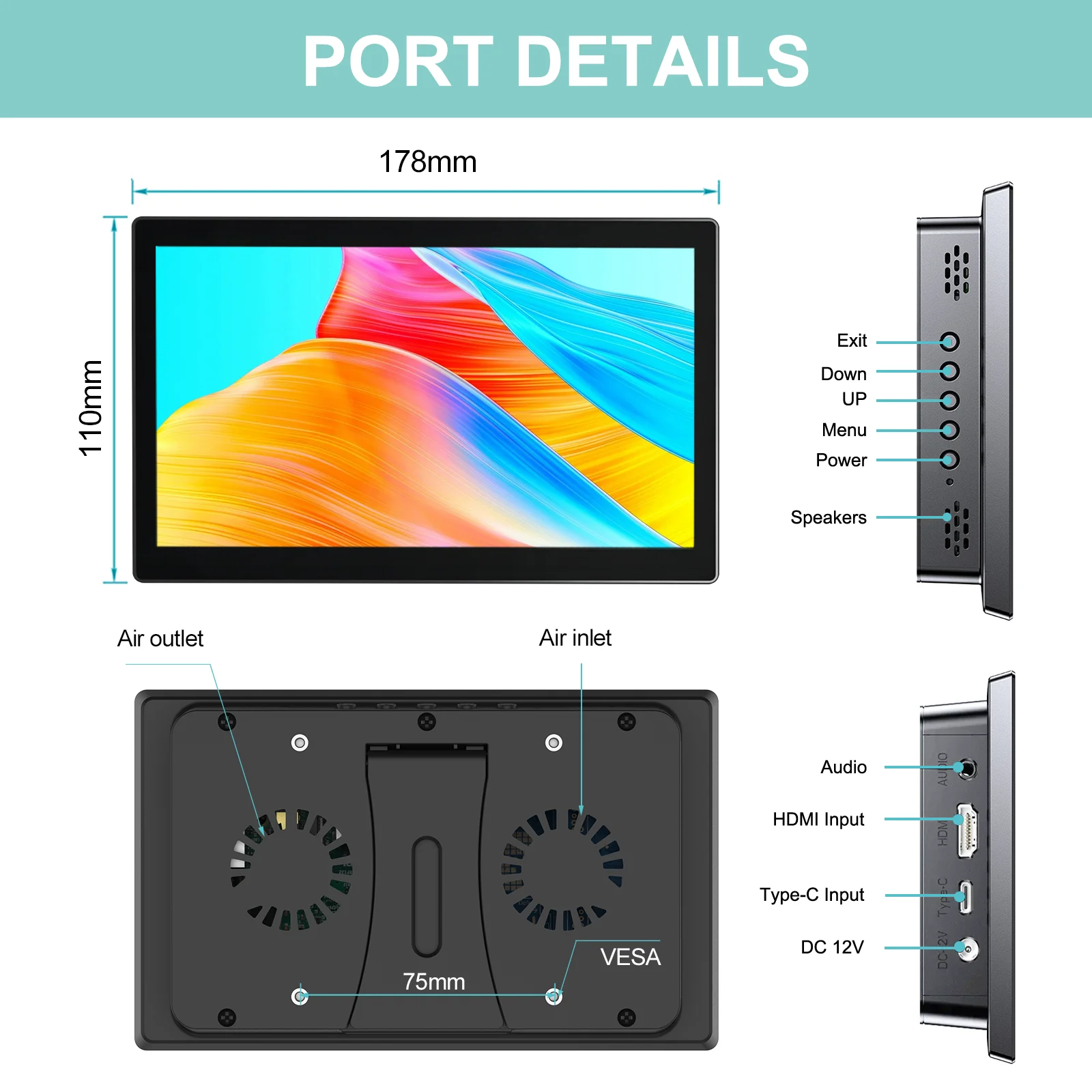 HOWENS 7 inch Monitor Raspberry Pi  4 3 Series Display 1920x1080 HDMI USB for Banana Orange Pi Embedded Projects Phone Laptop