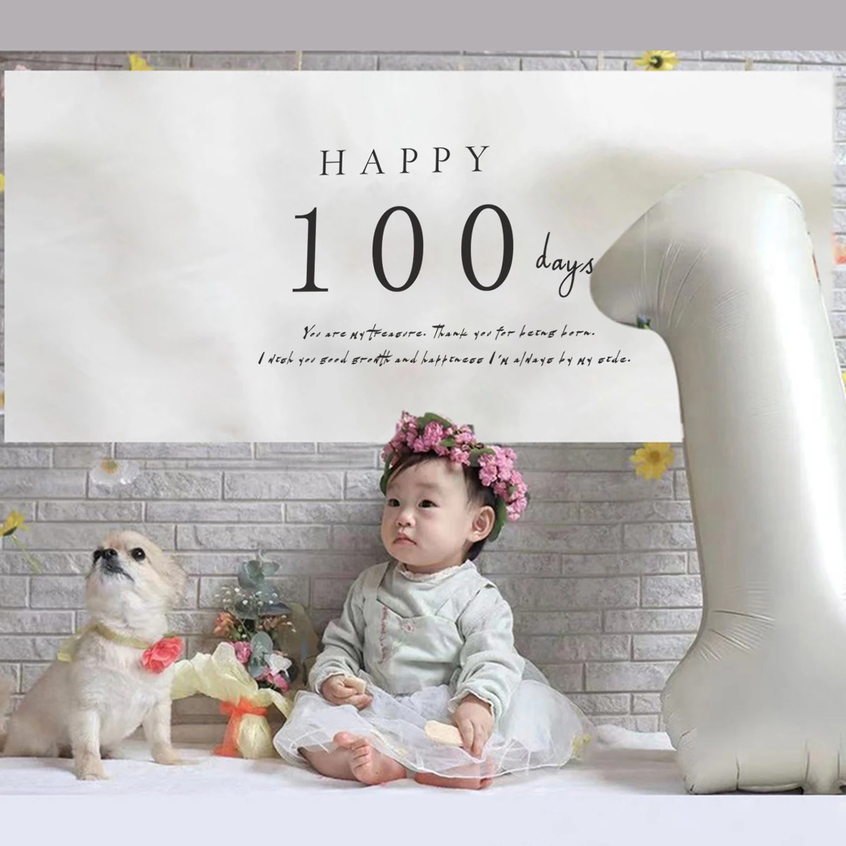 HAPPY 100 DAYS baby hundred days decoration hanging cloth party background wall tapestry