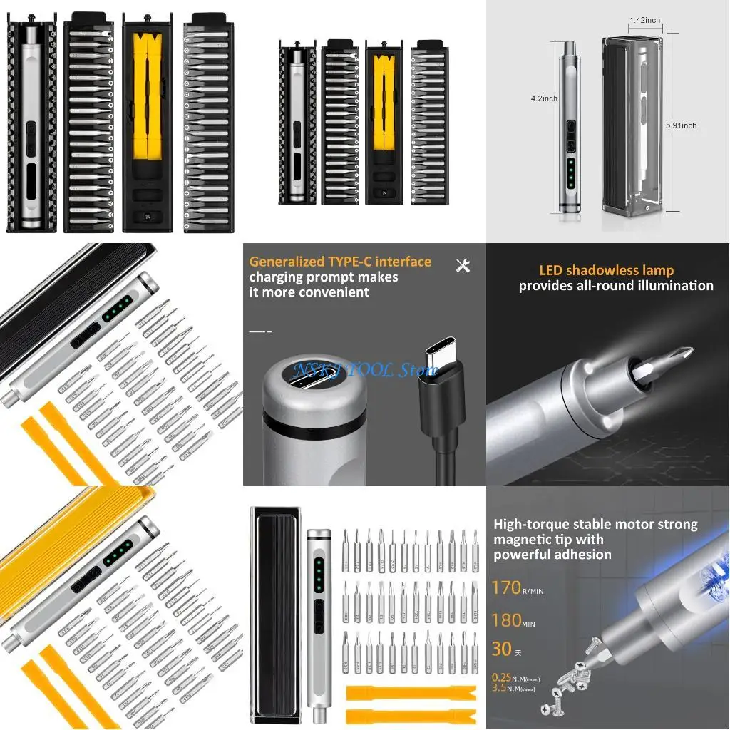 L8RC Set of Compact Precise Screwdriver 36 Bits USB Charging for Mobile Phone Repair
