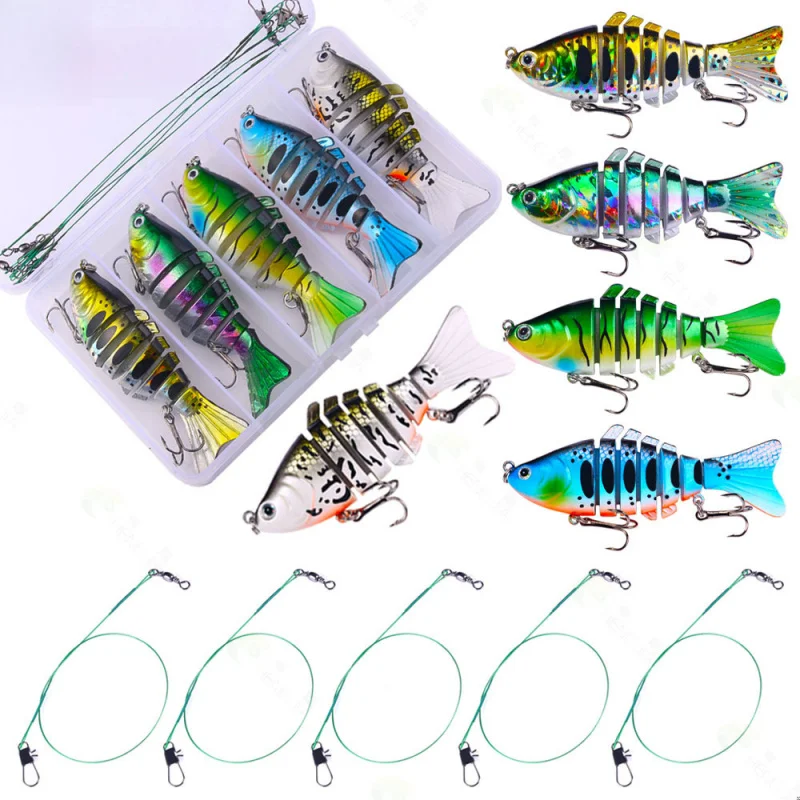 

5PCS 100mm 15.6G Multi-Section Bionic Fish Bait for Bass Snakehead Catfish Freshwater Special Lure Bait