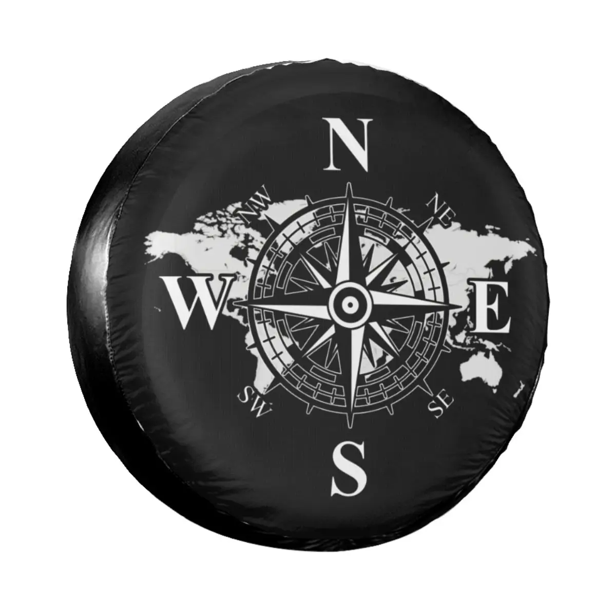 Compass With World Map Spare Wheel Tire Cover For Suzuki Mitsubish Cardinal Earth Points Vehicle Accessories 14\