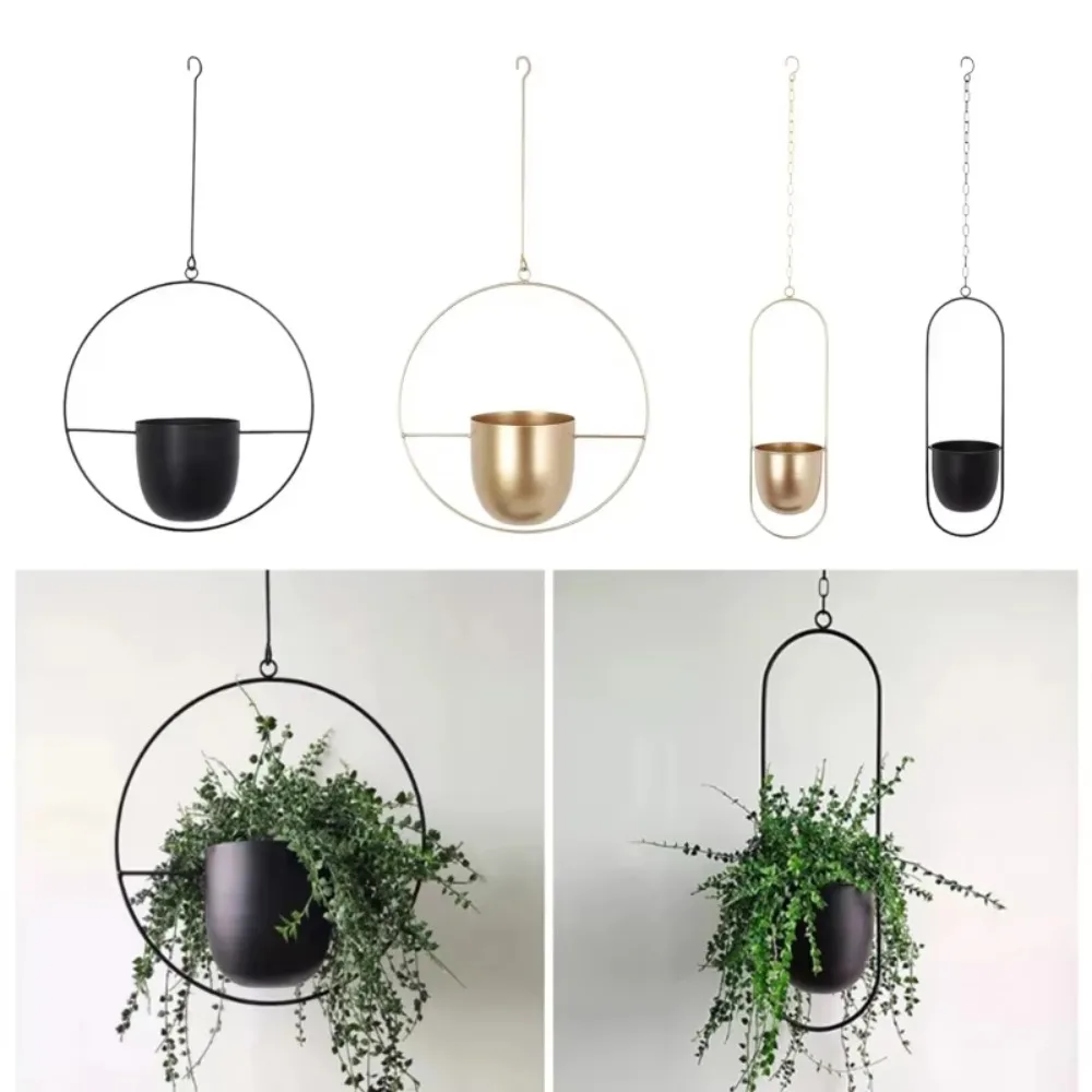 

Metal Wrought Iron Flower Pot Rack Garden Balcony Succulent Wall Mounted Hanger Cradle Succulent Decorative Hanging Basket Basin