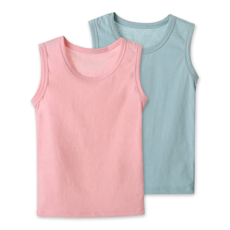 Children Baby Girls Boys Vests T-shirts 2-9Y Kids Summer Vest Top Outfit Kid Boy Girl Solid Tops Clothes Cotton Tees