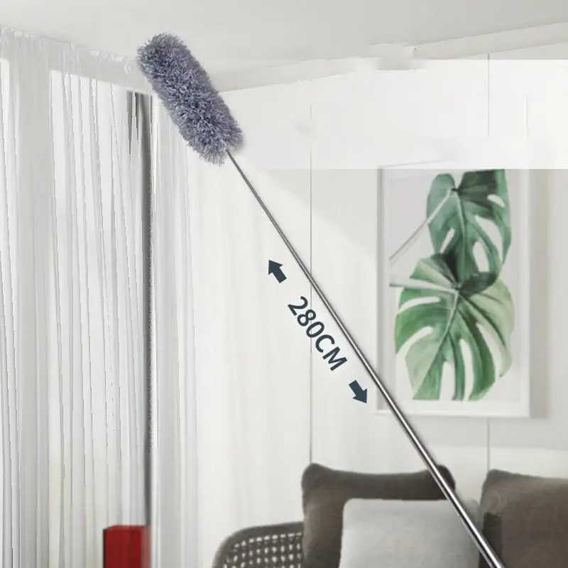 Microfiber Ceiling Duster Long Handle Retractable Dusting Brush With Bendable Head And Extension Pole Household Cleaning Tool