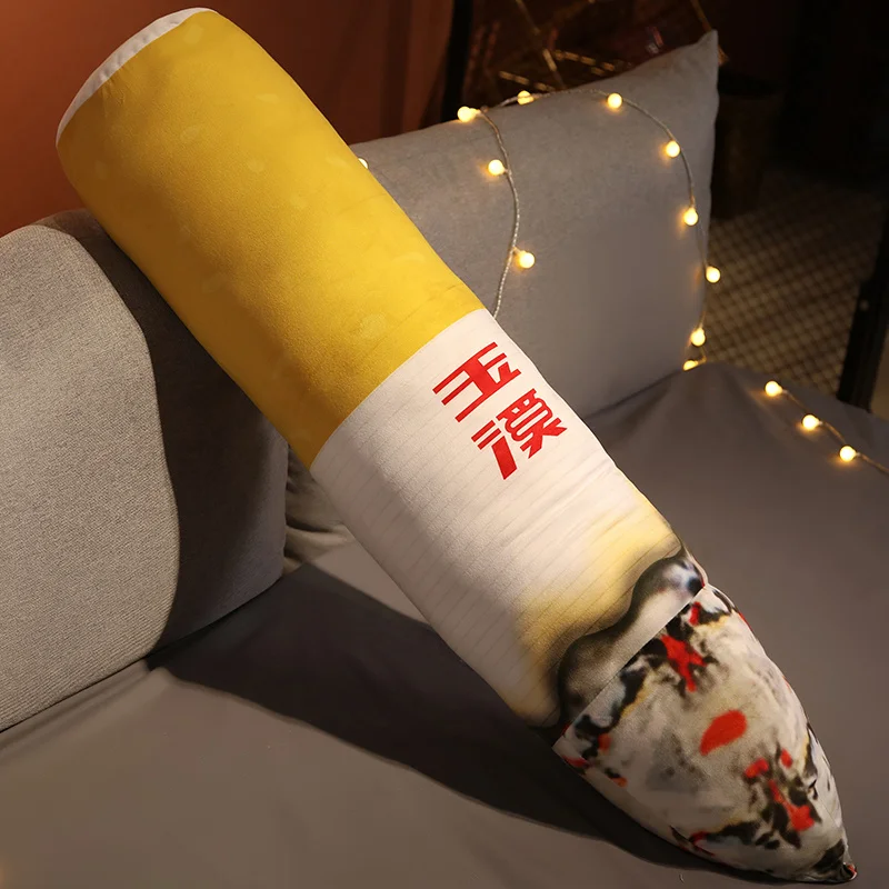60/100cm Cartoon Smoking Cylindrical Sleeping Cushion Cigarette Pillow Doll  Smulation Plush Toys Fashion Boyfriend Birthday Gift