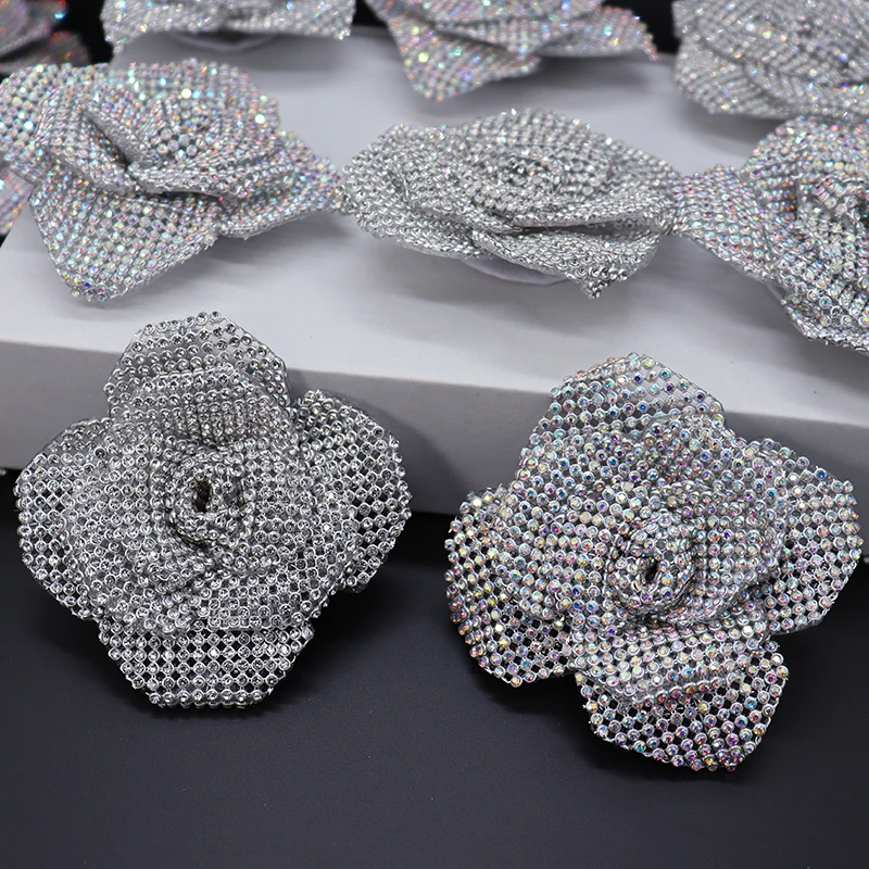 Rose Flower Crystal Glass Rhinestones Appliques, for Wedding Dresses, Bags, Shoes, Brooches, Hair, Home, DIY Crafts Accessories