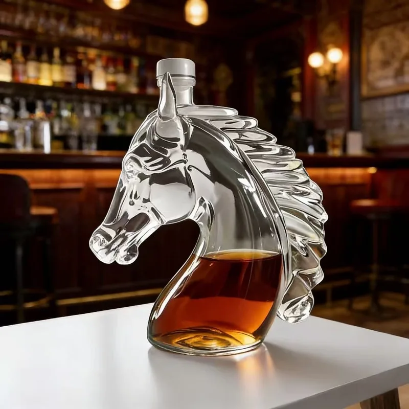 

Whiskey Bottle Carving Horsehead Shaped Glass Decanter for Whiskey Bourbon Brandy. Unique Bottle Gift for Whiskey Enthusiasts