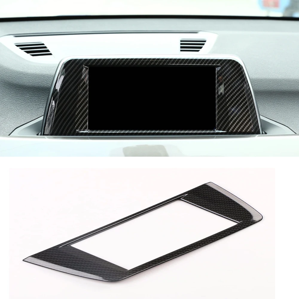 

For BMW X1 F48 2016 2017 2018 2019-2021 Carbon Fiber Car Interior Console Navigation Frame Cover Trim Moulding ABS Plastic