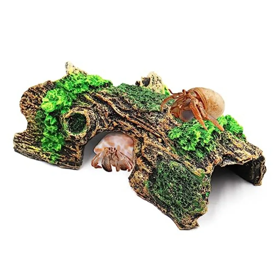 الناسك كراب تسلق لعبة حوض السمك بيتا الأسماك مخبأ الكهوف الراتنج جوفاء شجرة جذع Orment خزان أو حوض السمك الزينة تسلق