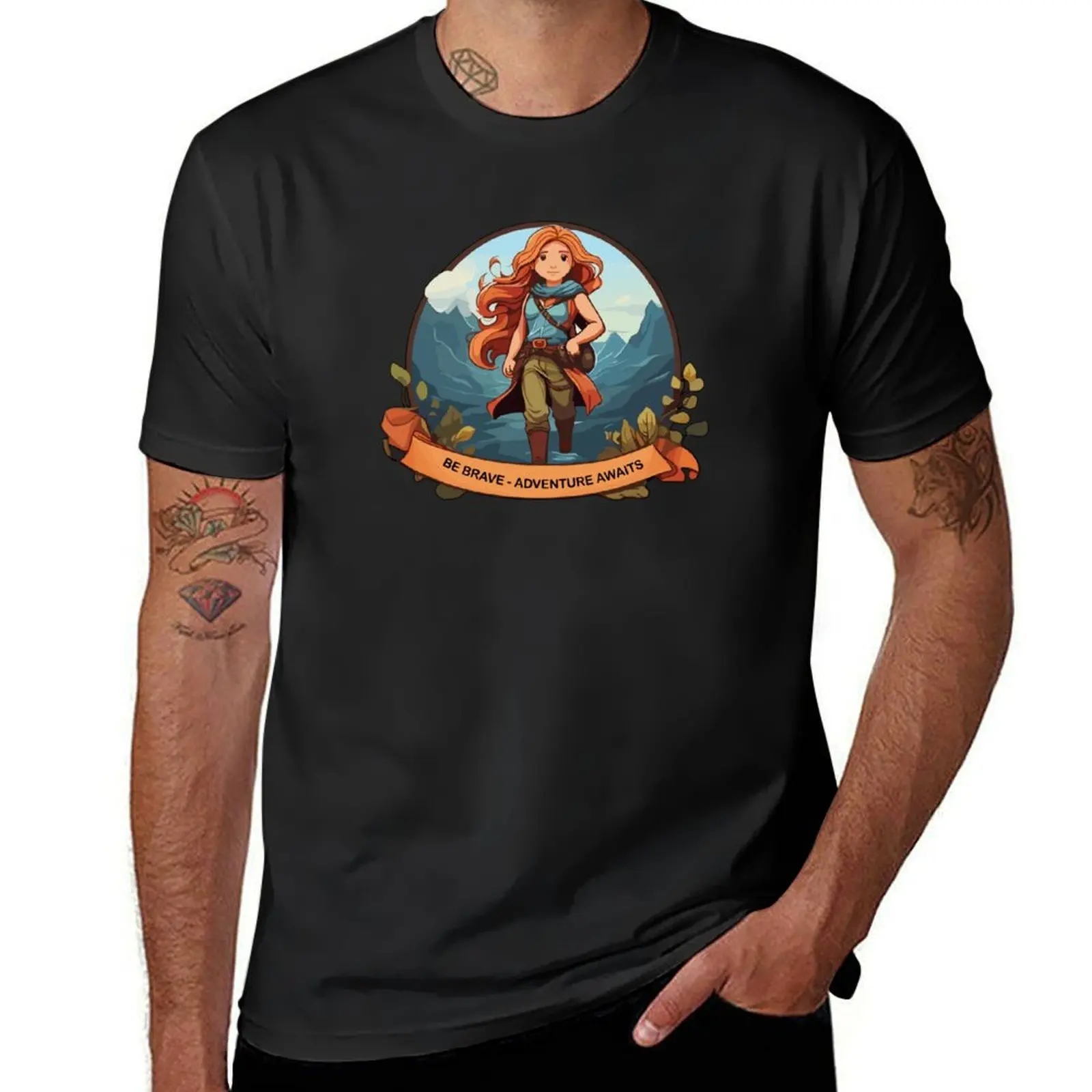 Brave Explorer Girl - Inspiring Adventure Illustration T-Shirt vintage clothes summer tops sublime men t shirts