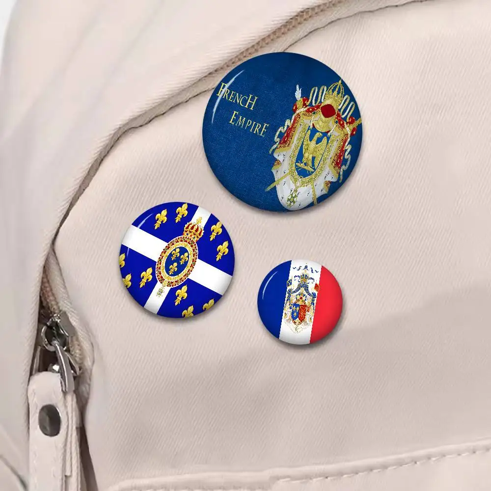 Napoleon Coat Of Arms Creative Pins Funny Round Snap-in Brooch Badge Backpack Hat Accessories Jewelry Gifts for Friend