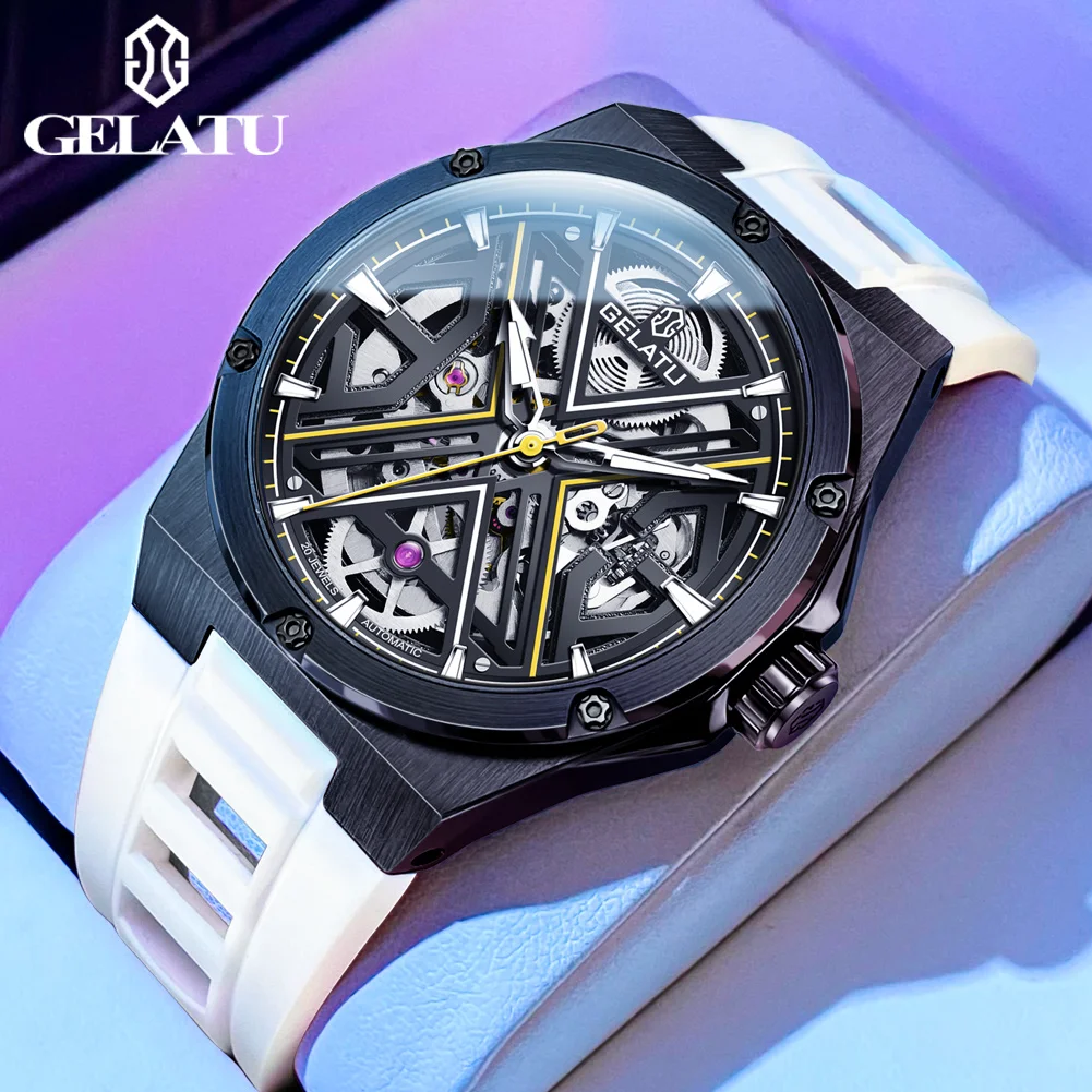 

GELATU Top Luxury Men's Watches Avant-garde Fashion X Dial Automatic Watch for Man Original Mechanical Movement Sapphire Ruby