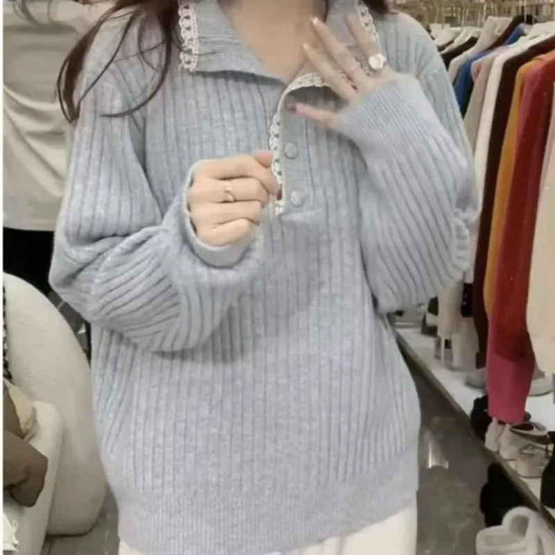 

Женский зимний свитер с длинными рукавами и кружевом, модный, тонкий и очень красивый, красный вязаный свитер атмосферы