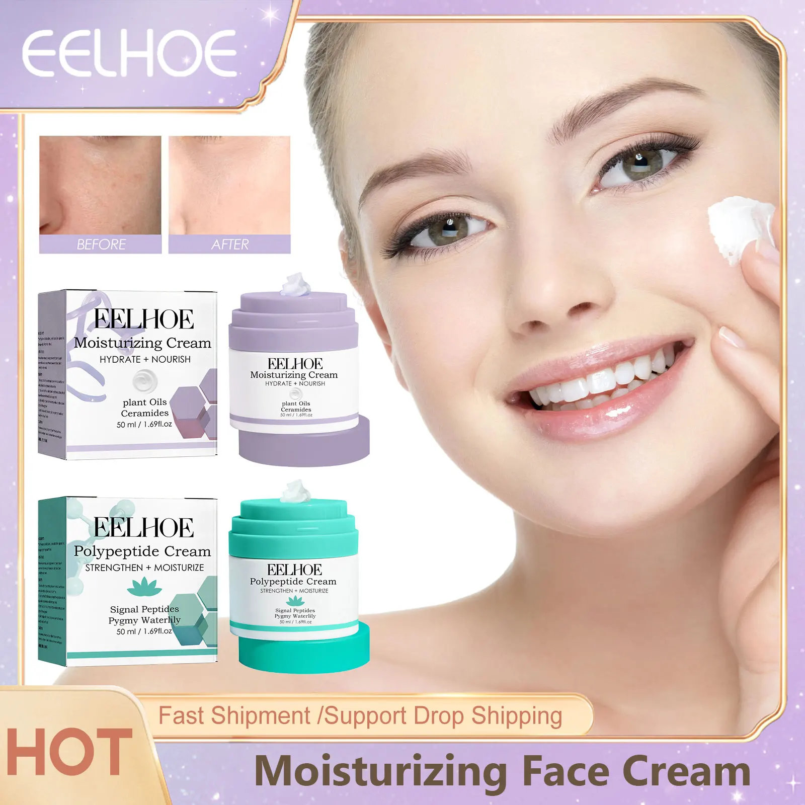 EELHOE Moisturizing Face Cream Whitening Anti Aging Wrinkles Removal Fine Lines Firming Skin Brightening Facial Beauty Skin Care