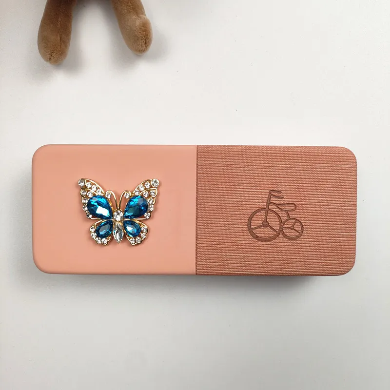 Set di scatole per occhiali portatili con motivo a farfalla e diamanti - Custodia per occhiali da sole di lusso per accessori per l'abbigliamento degli occhi Regalo da donna B2