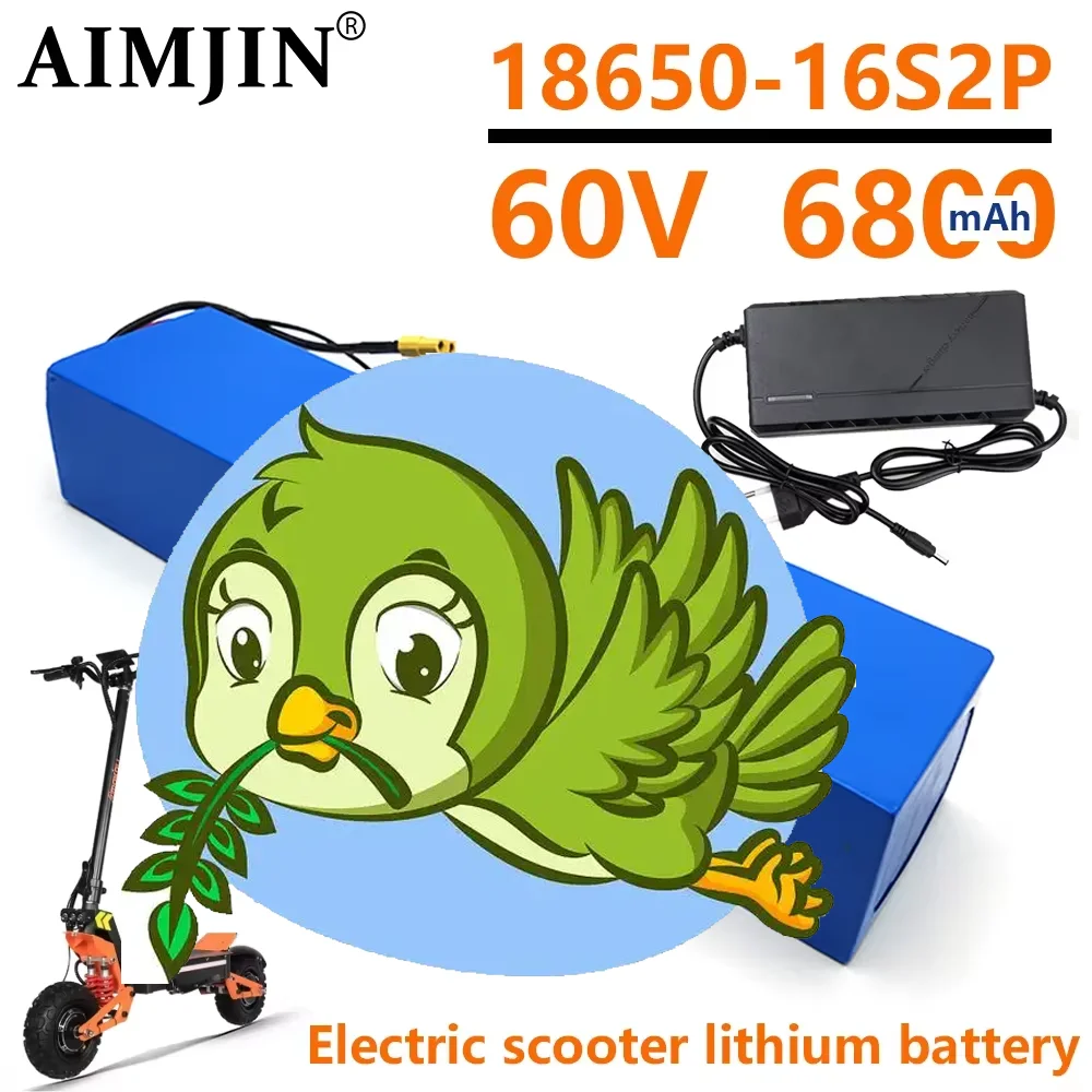 60v 6800mAh lithium battery pack 16S2P For electric scooter refitting high-capacity mountain bike battery