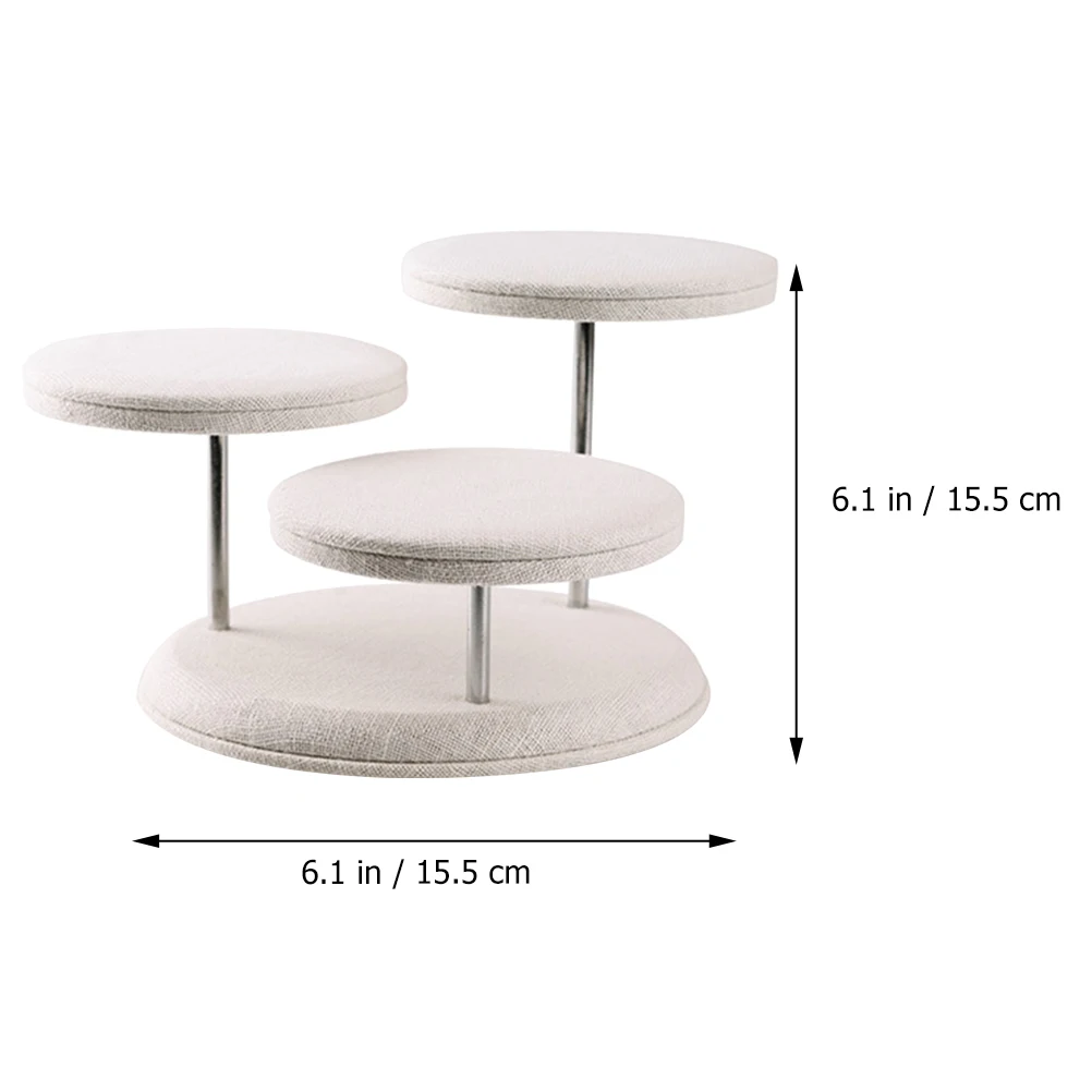 

1pc Jewelry Display Stand 3 Layer Linen Earring Necklace Bracelet Holder Ring Show Rack for Store Trade Storage