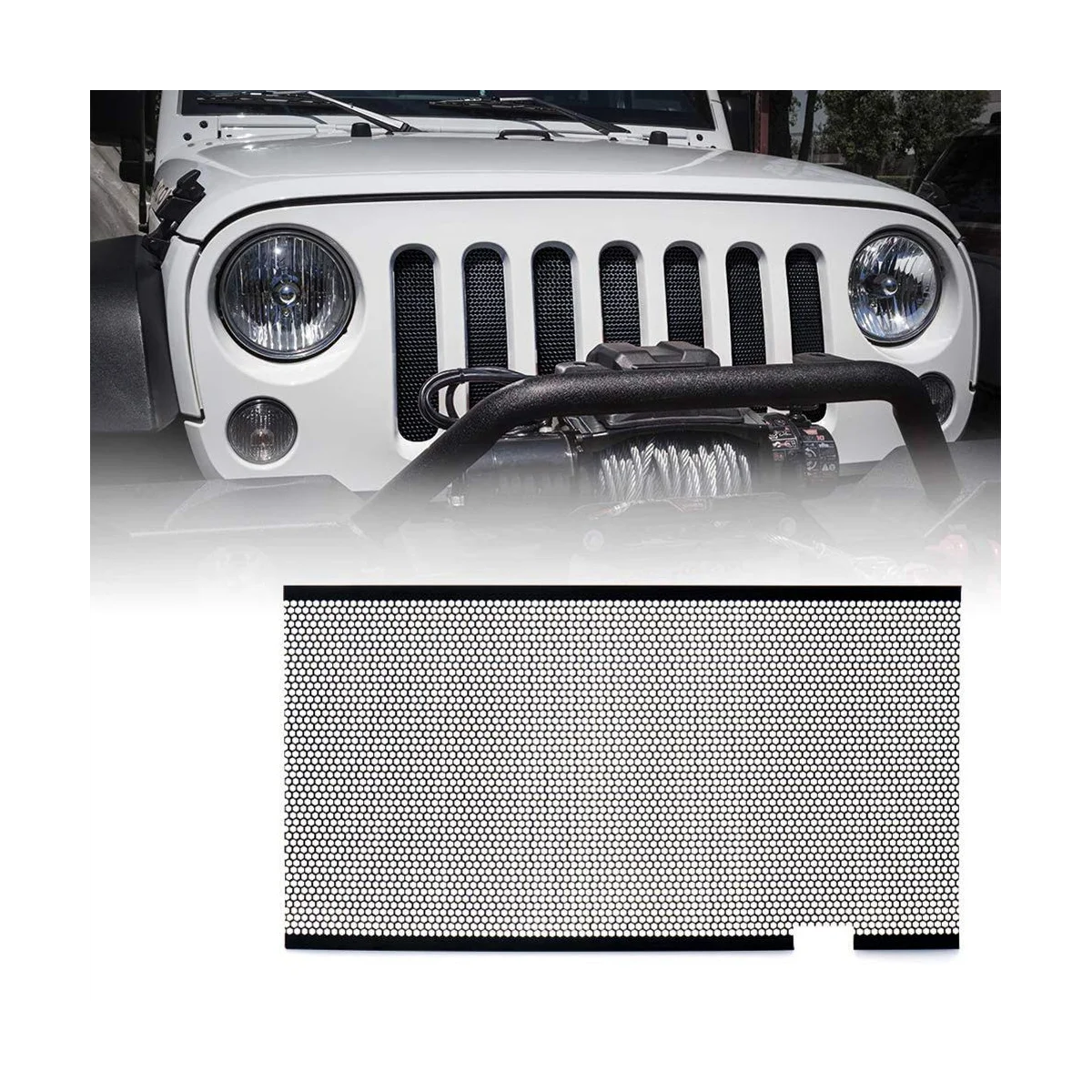 

Сетчатая вставка для Jeep Wrangler JK 2007 2008 2009 2010 2011 2012 2013 2014 2015, решетка решетки гриля передней капота, Черная