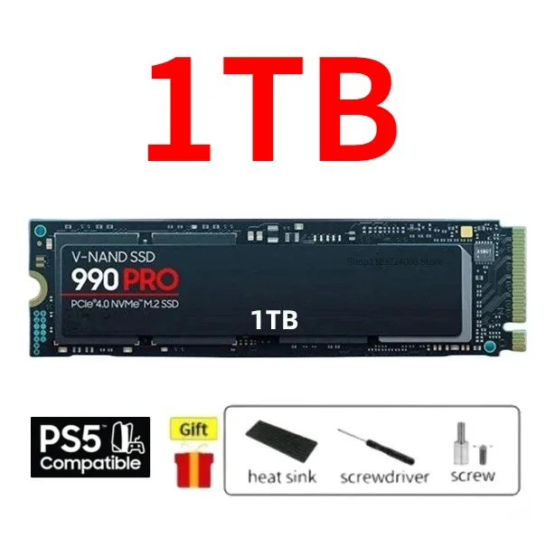 990PRO ใหม่8TB 4TB 2TB 1TB SSD ฮาร์ดดิสก์แบบทึบภายใน M2 2280 PCIe Gen 4.0x4 NVMe สำหรับ PlayStation 5 /PS5แล็ปท็อป