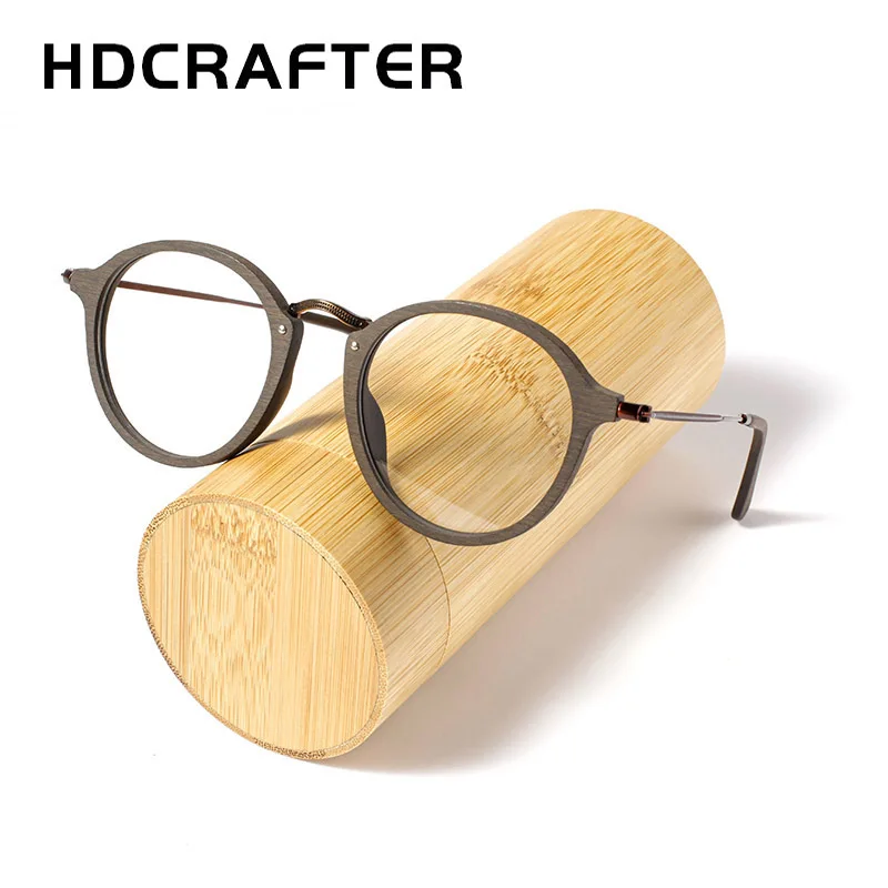 

HD Vintage Round Eyeglasses Frames Hand Made Wood Glasses Spectacles Men Women Optical Myopia Prescription Glasses Frame 2447
