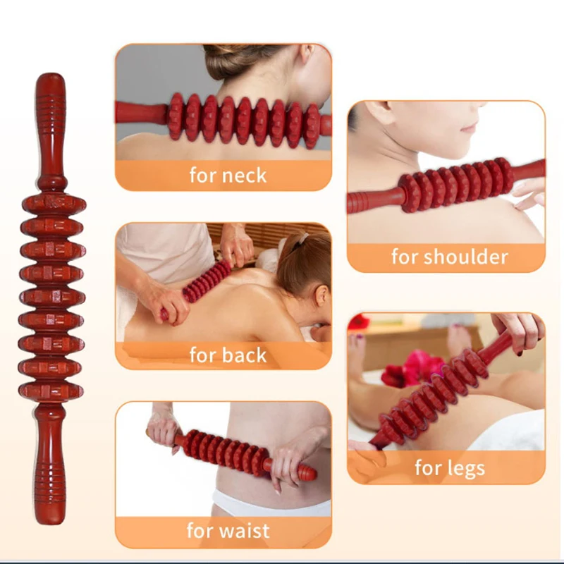 Wood Therapy Rollers Handheld Massager Curved Designed Body Shaping Trigger Massage Stick For Therapy Muscle Relaxation