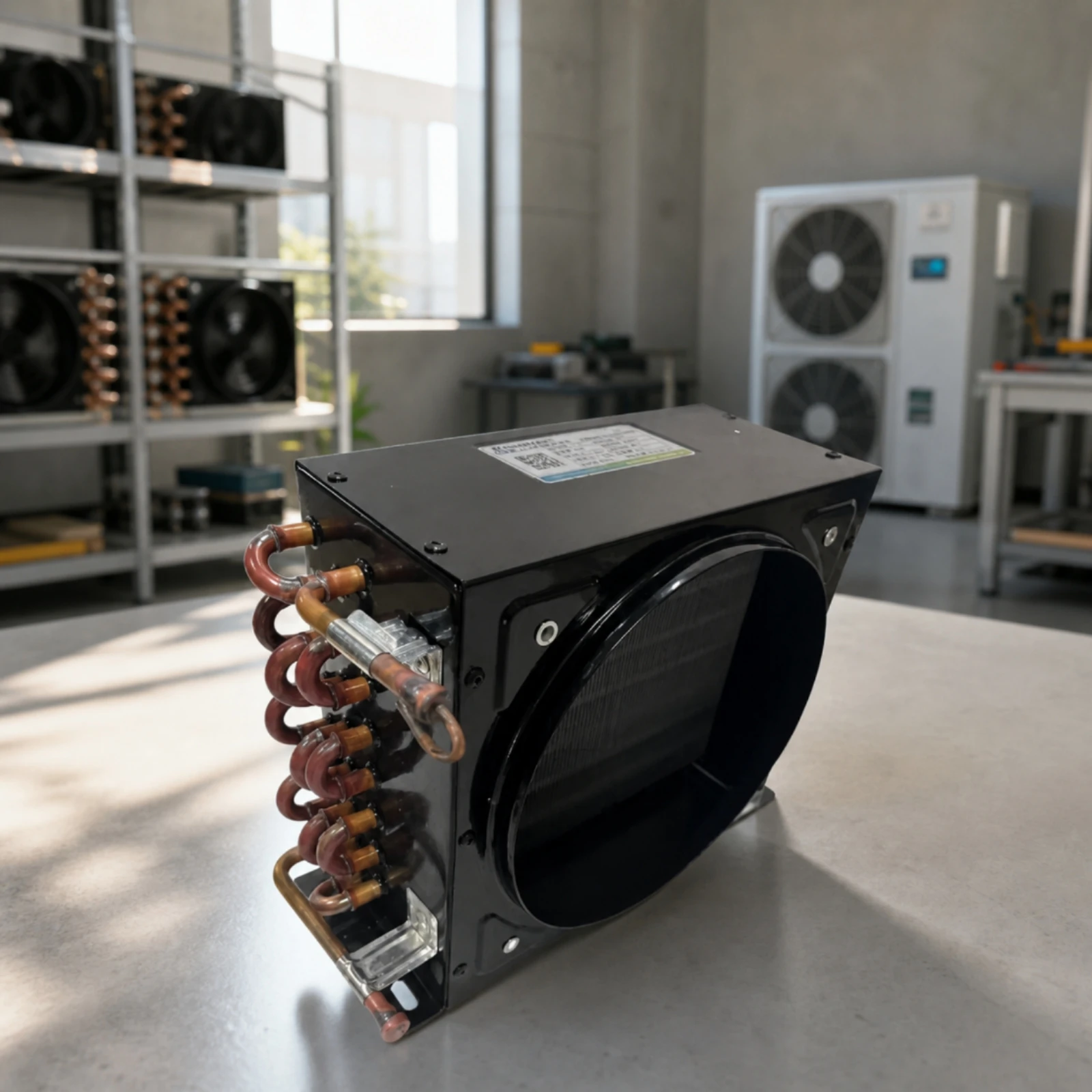 Condenser with Metal Housing Air-Cooled Finned Heat-Exchange Core Compact for Technicians, Refrigeration Systems, Cold Rooms