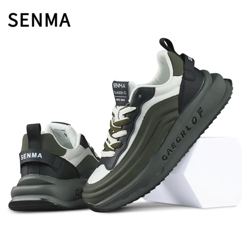

SENMA Мужская обувь 2026, модная противоскользящая спортивная обувь для бега, модные туфли для досок, обувь для папы с толстой подошвой, увеличивающая рост, мужские кроссовки