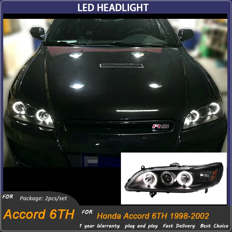 Car Lights For Honda Accord 6th 1998-2002 OEM-fit Angel Eye Xenon Headlight Head Lamp Assembly with Projector Lens Conversion