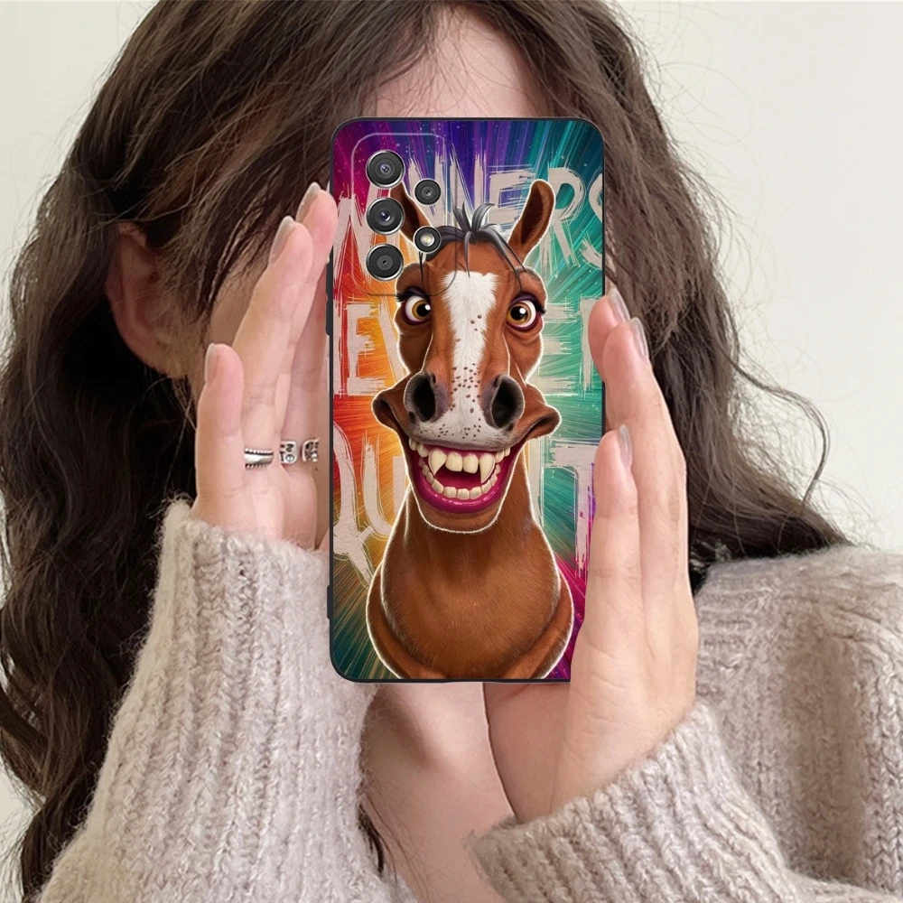 Whimsical Horse Mobile Cell Phone Case for Samsung Galaxy Note 20 10 Plus Ultra Black Soft Phone Cover Shell