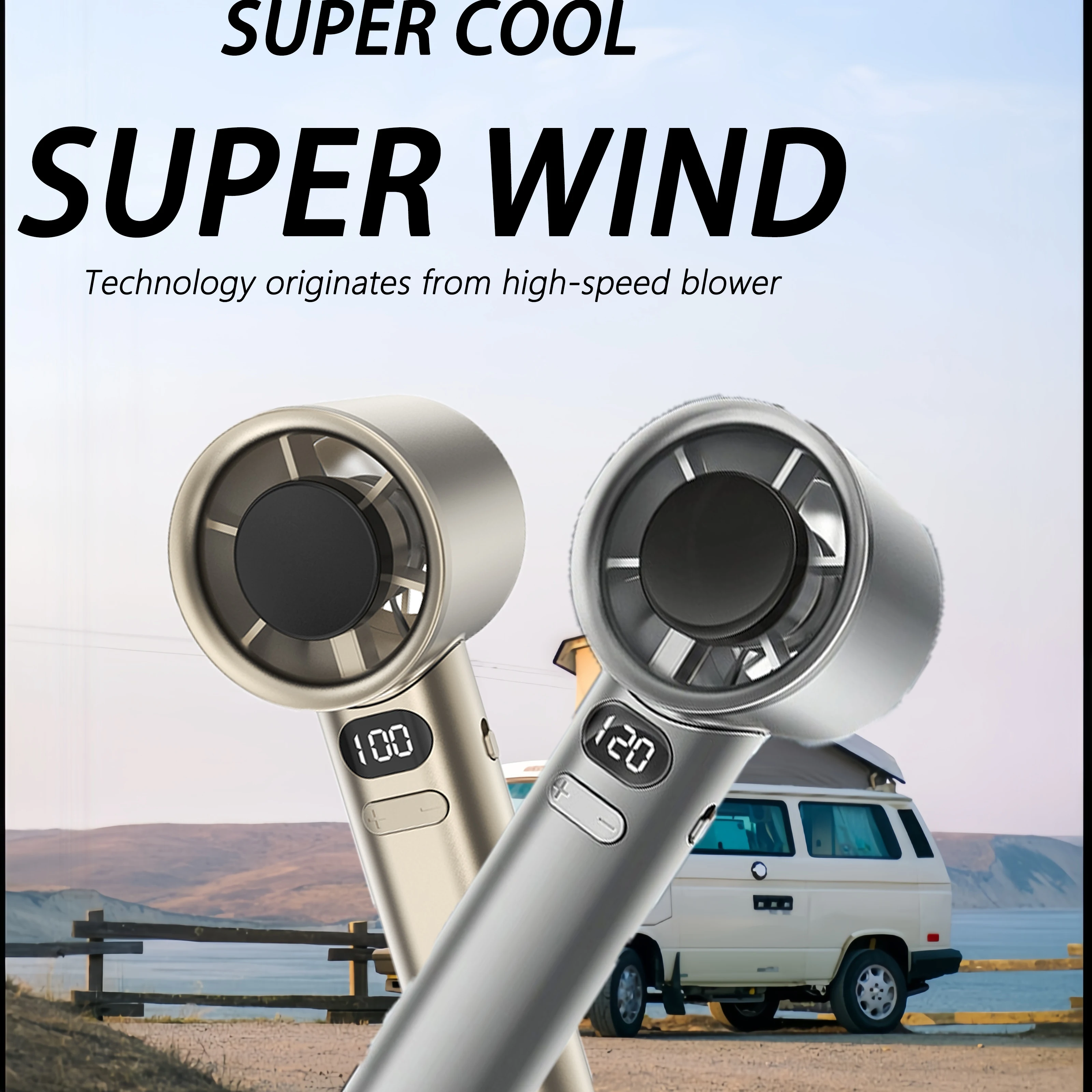 مروحة محمولة 120 سرعة شاشة ديجيتال لتبريد الثلج، مروحة شخصية صغيرة أنيقة لتكثيف أشباه الموصلات للمنزل والمكتب