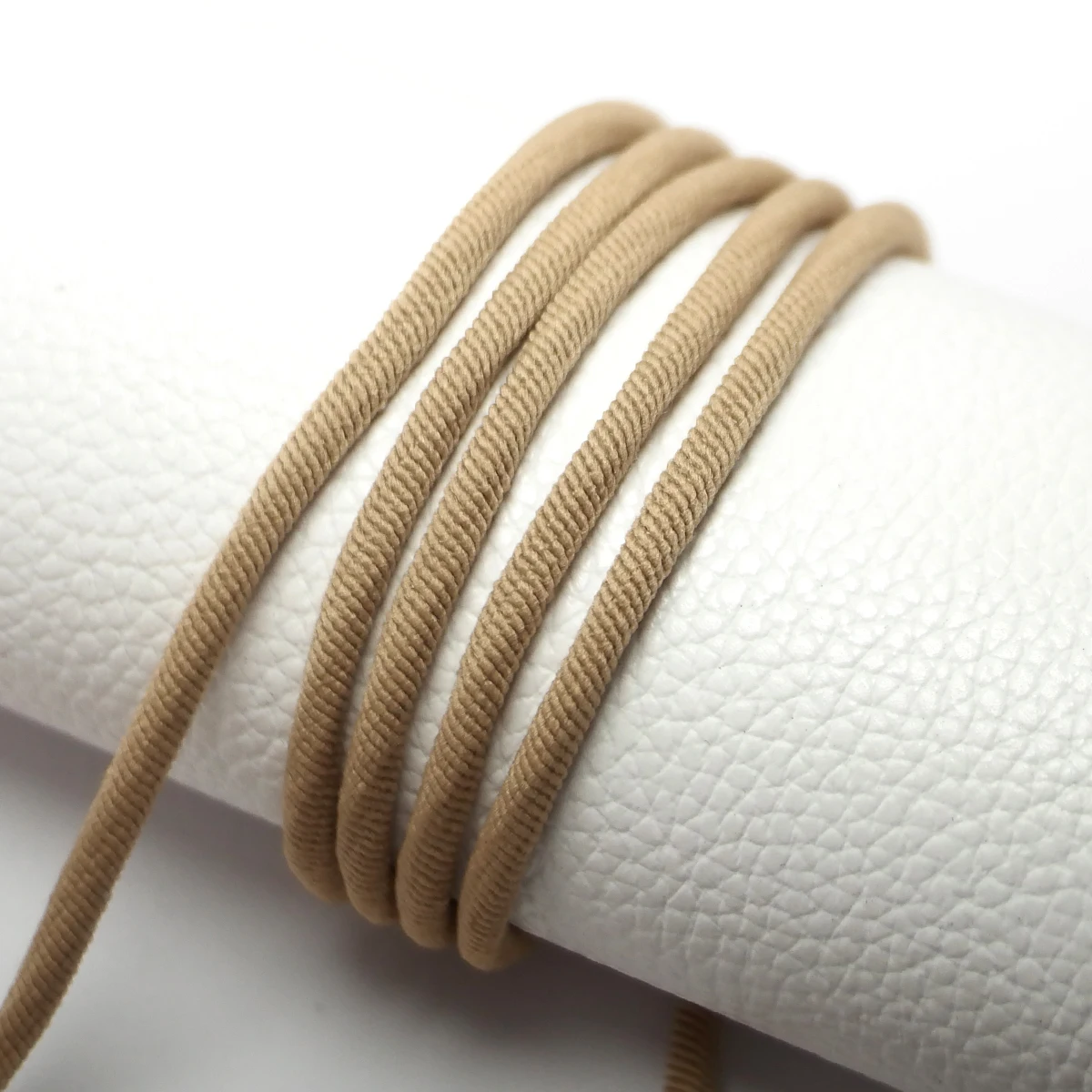 3 Meter Light Brown Twill Elastic Rope, Hair Tie Making, Round Threads Rope for DIY Crafts, Clothing Accessories