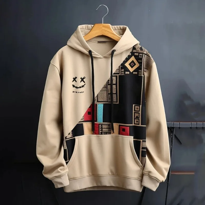 Vintage Cartoon Graphic Print Hoodie masculino, moletom com capuz, pulôver diário, streetwear esportivo, roupas de outono, capuz, designer