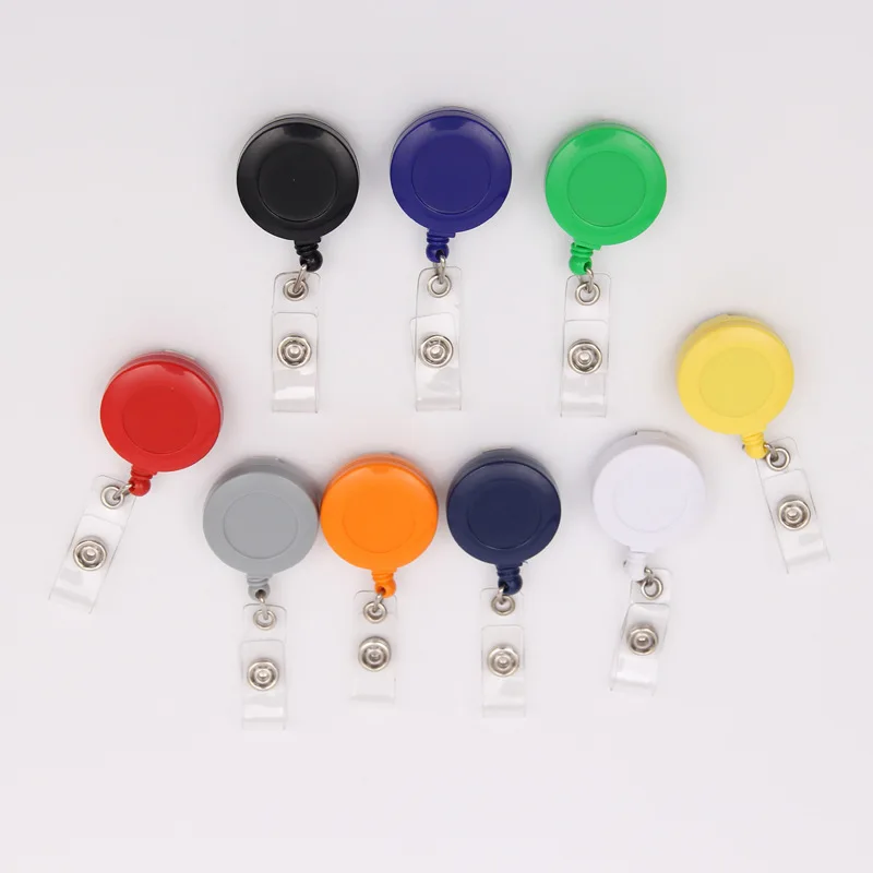 1pc Exhibition Name ID Tag Card Clip Retractable Badge Reel Round Working Permit Clips Easy To Pull Pass Work Card Belt Clip