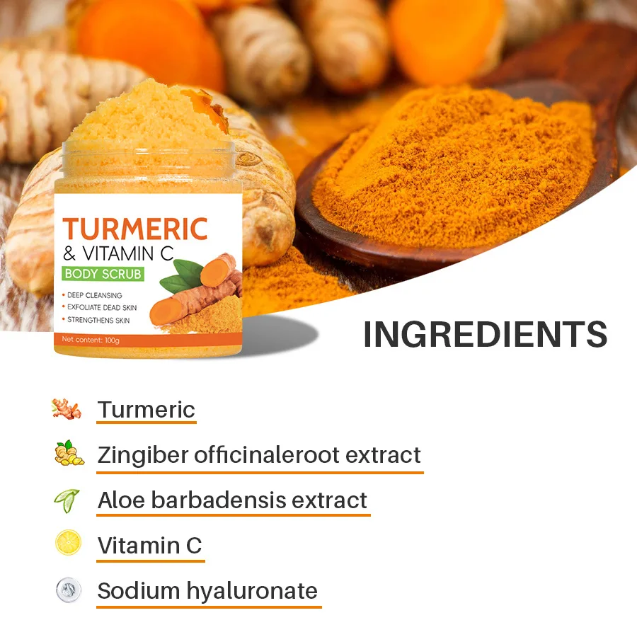 GIslande Corporel au Curcuma et à la Vitamine C, Élimine la Fréquence de la Peau, Améliore les Taches Foncées, l'Acné, Naturel, Organique, Exattente, Blanchiment en Profondeur