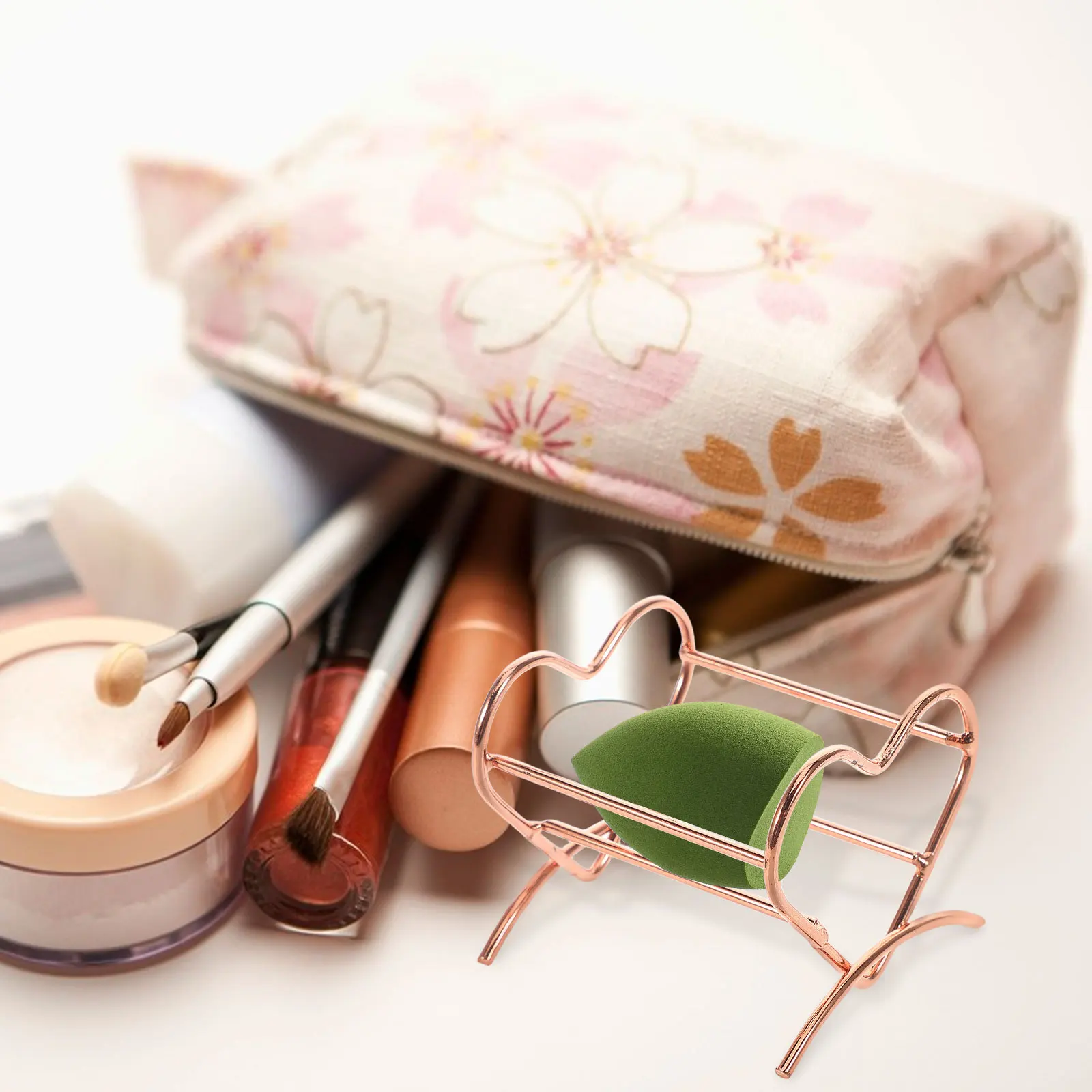 على شكل قلب ماكياج الإسفنج الخلاطات حامل الجمال أداة المنظم تجفيف الرف مسحوق نفخة عرض موقف مزج الإسفنج حامل