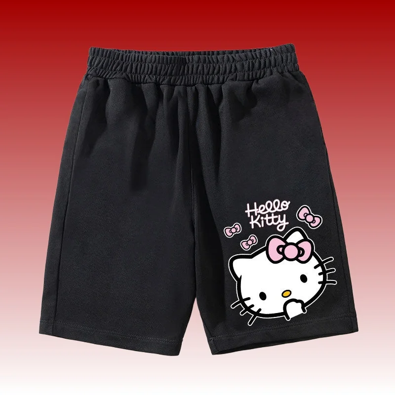

Шорты MOTO-Sanrio Hello Kitty для детей, спортивные и повседневные брюки «пять четвертей», свободные тренды больших размеров