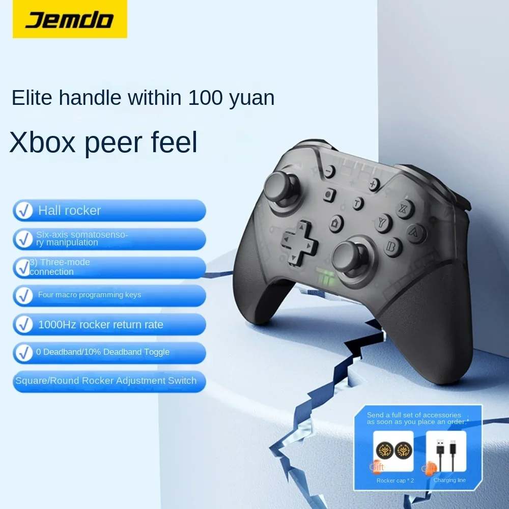 Jemdo Zhulong Joystick for Nintendo Switch Tri-mode Pro Bluetooth Wireless Gamepad Six Axis Gaming Black Myth Wukong Controller