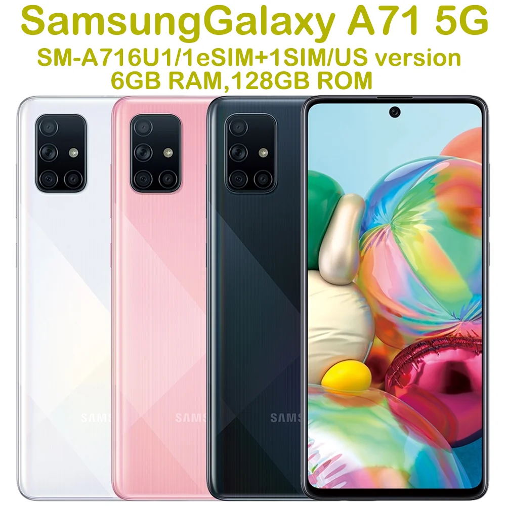 Refurbished Samsung Galaxy A71 5G Smart Android Phone 6.7-inch US Version Samsung 6GB RAM 128G Eight Core NFC 64MP 4500mAhUnlock