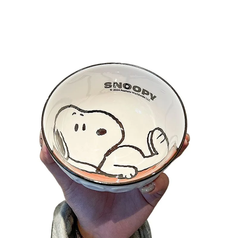 Snoopy Ceramic Bowl Set 2025 New Style Under Glaze Color Cute Cartoon Pattern Home Use Noodle Bowl Tableware For Kids Girls view 6
